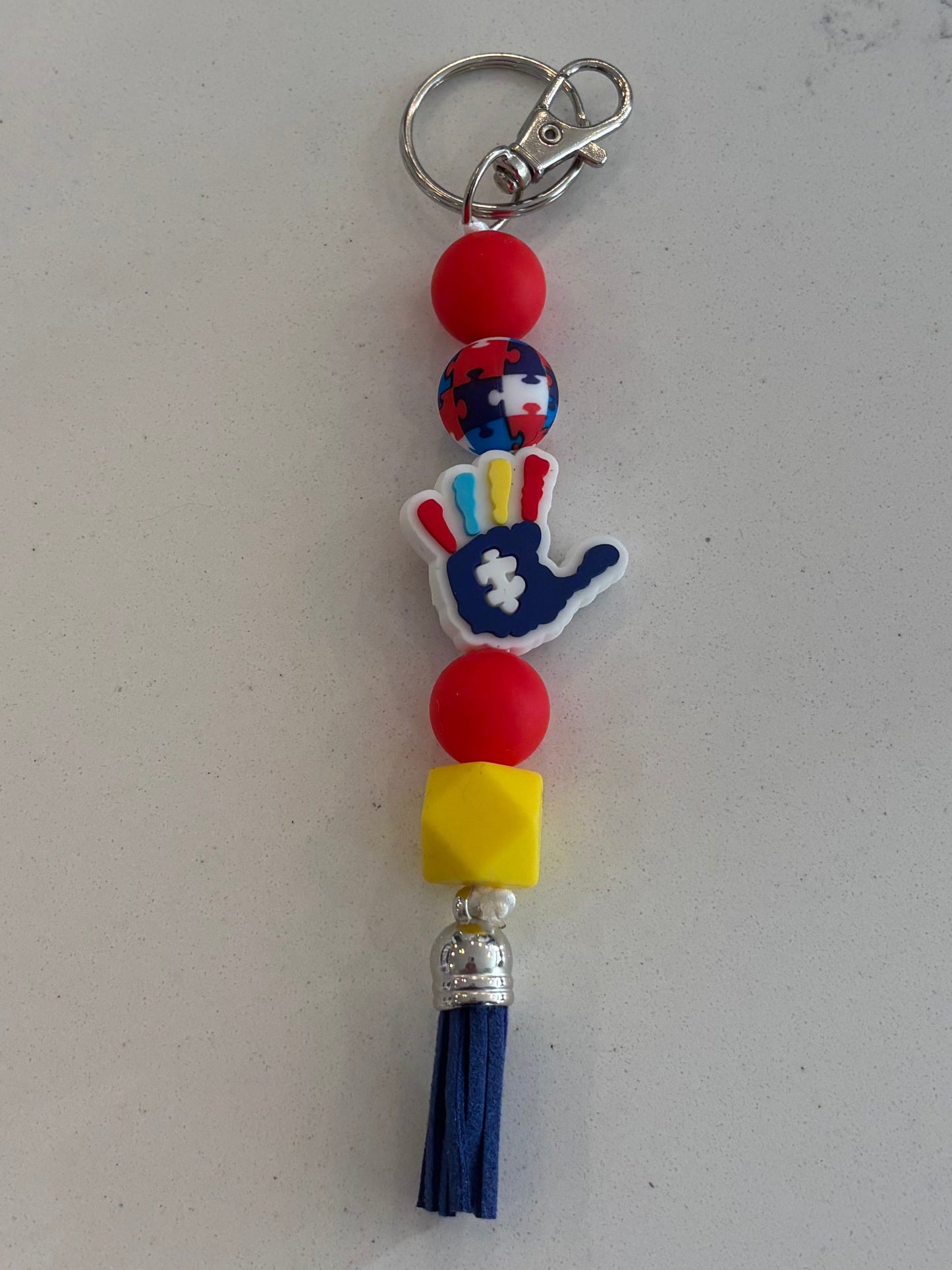 Silicone Keychain - Autism Awareness - Handprint