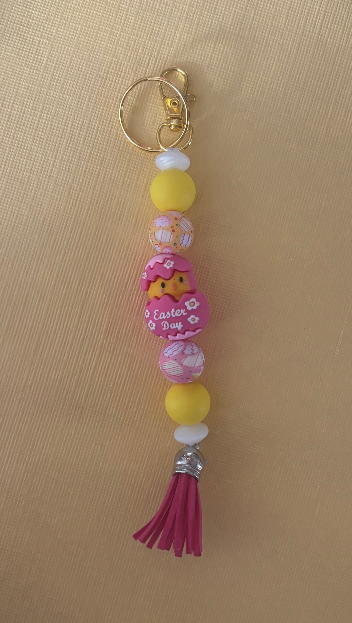 Pink Chicken Silicone Keychain
